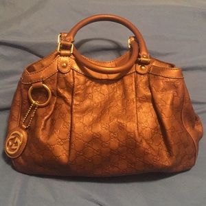 AUTHENTIC GUCCI METALLIC LEATHER SHOULDER BAG